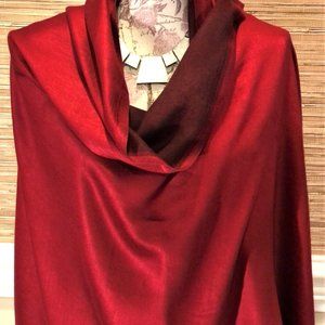 Solid Reversible Silk Blended Shawl in Crimson & Black